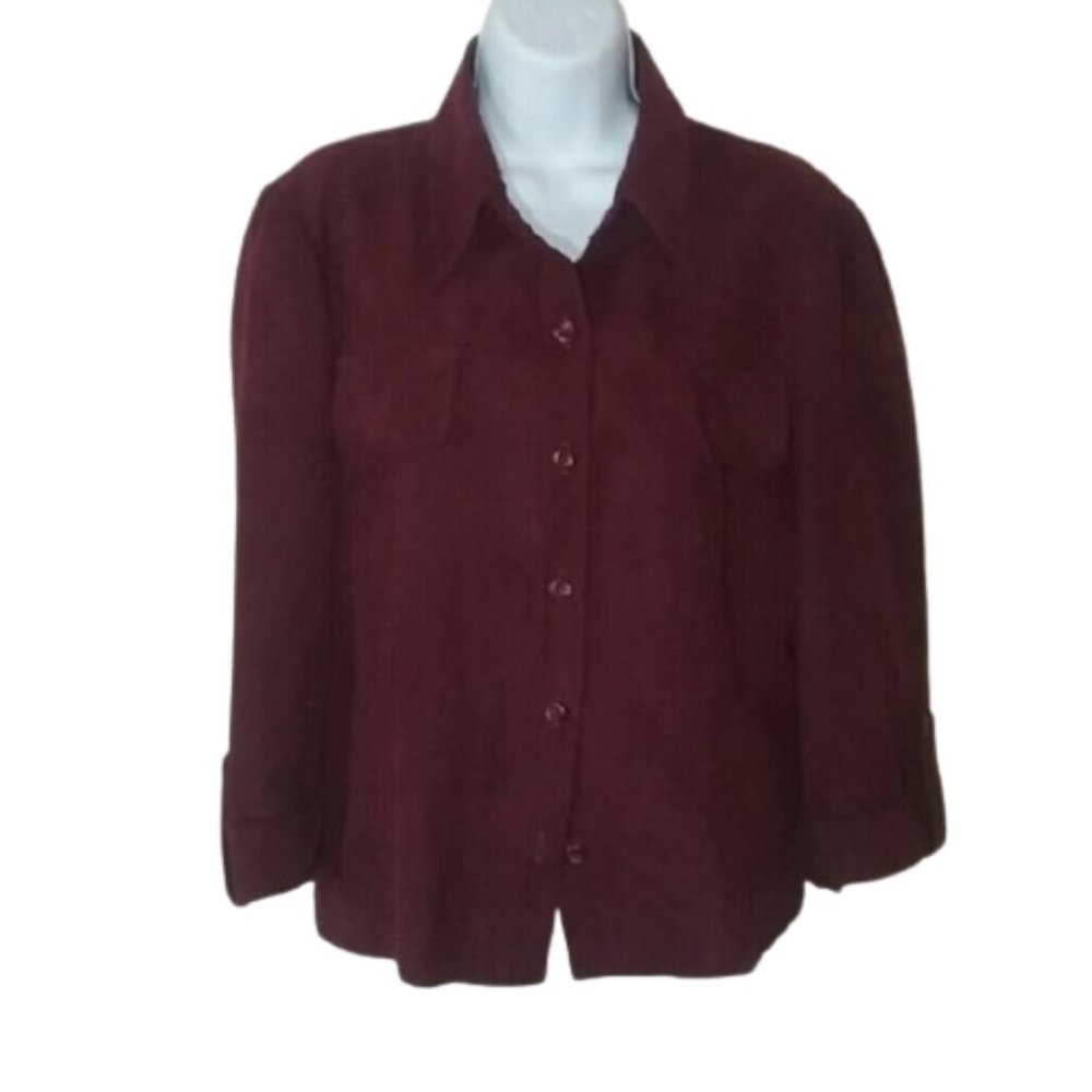 {Jessica Howard} Vintage Maroon Faux Suede Shirt